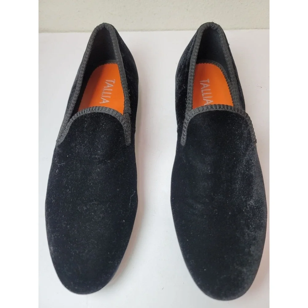 Tallia Enrico Men‎ Black Velvet Slip-On Loafers Size 8.5